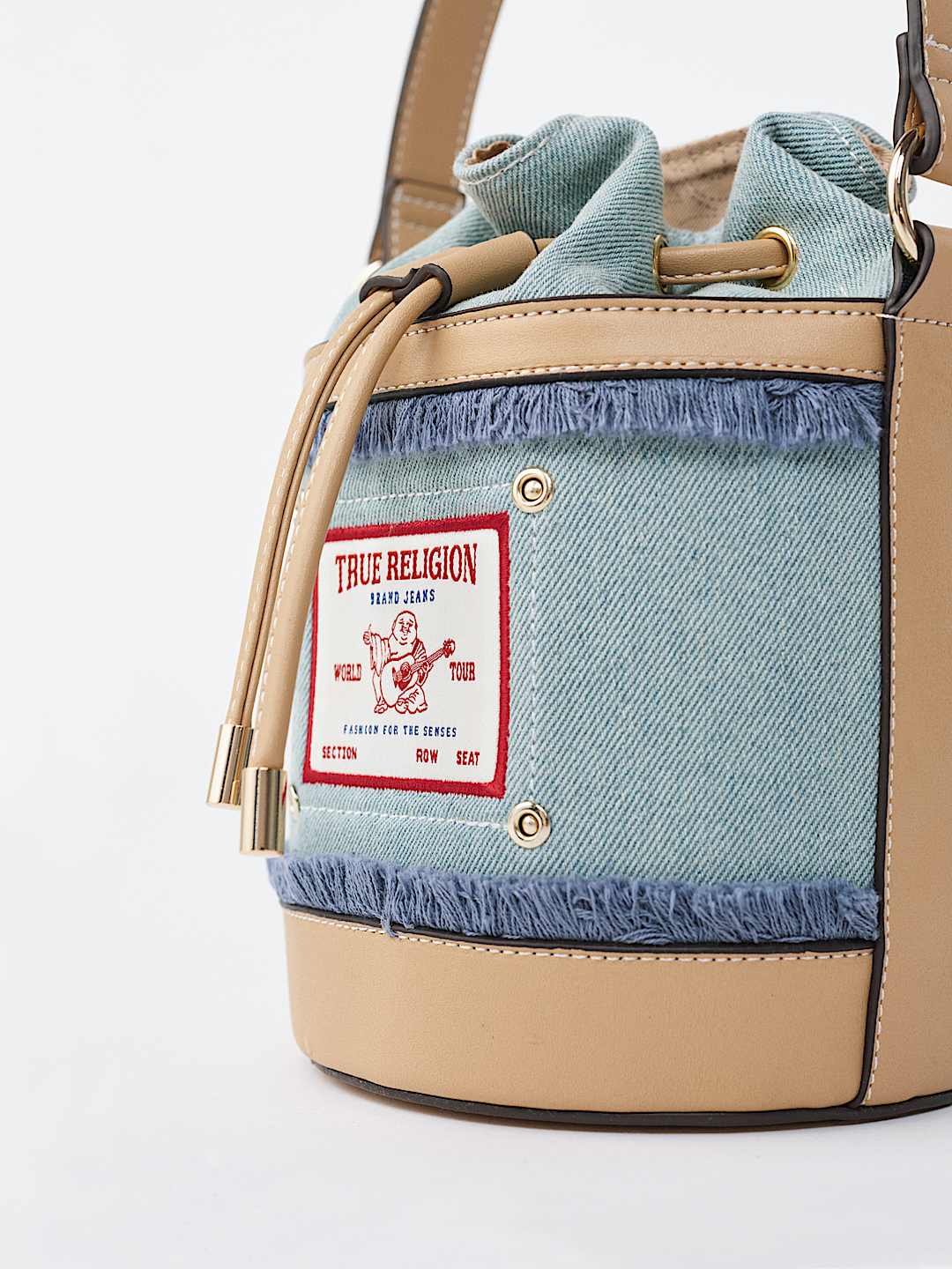 BUDDHA PATCH DENIM BUCKET BAG, image 3