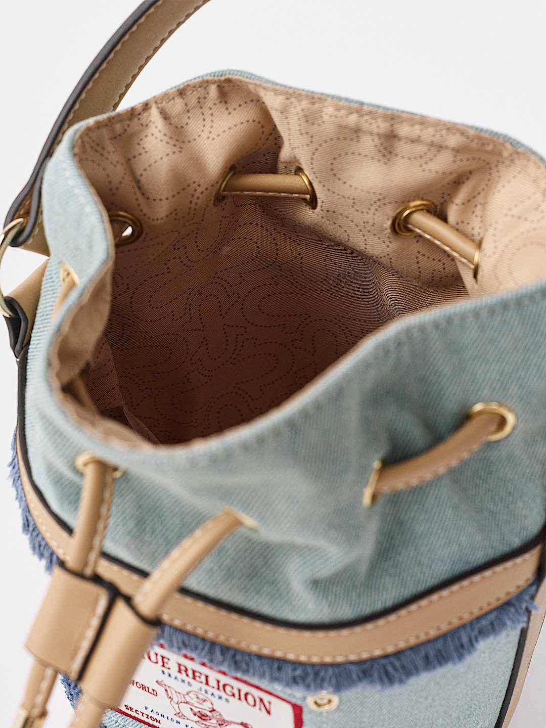 BUDDHA PATCH DENIM BUCKET BAG, image 4