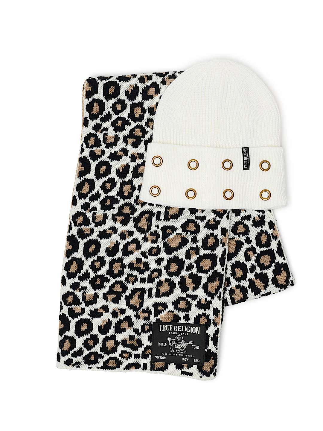 LEOPARD BEANIE AND SCARF SET