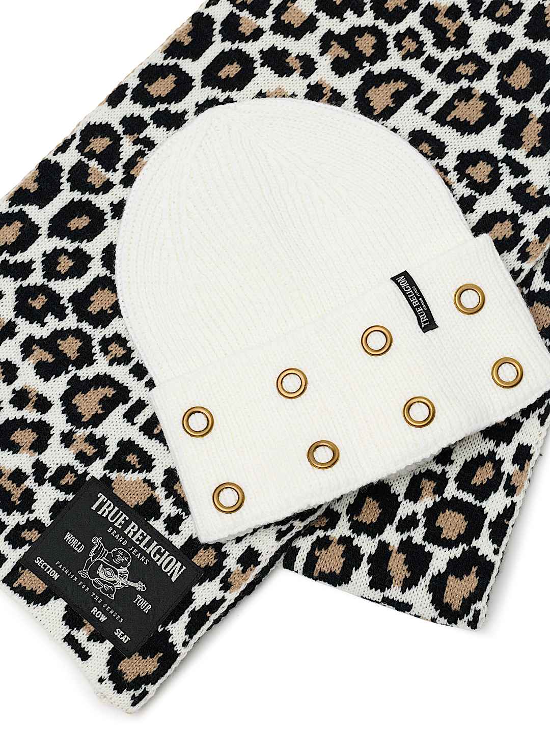 LEOPARD BEANIE AND SCARF SET