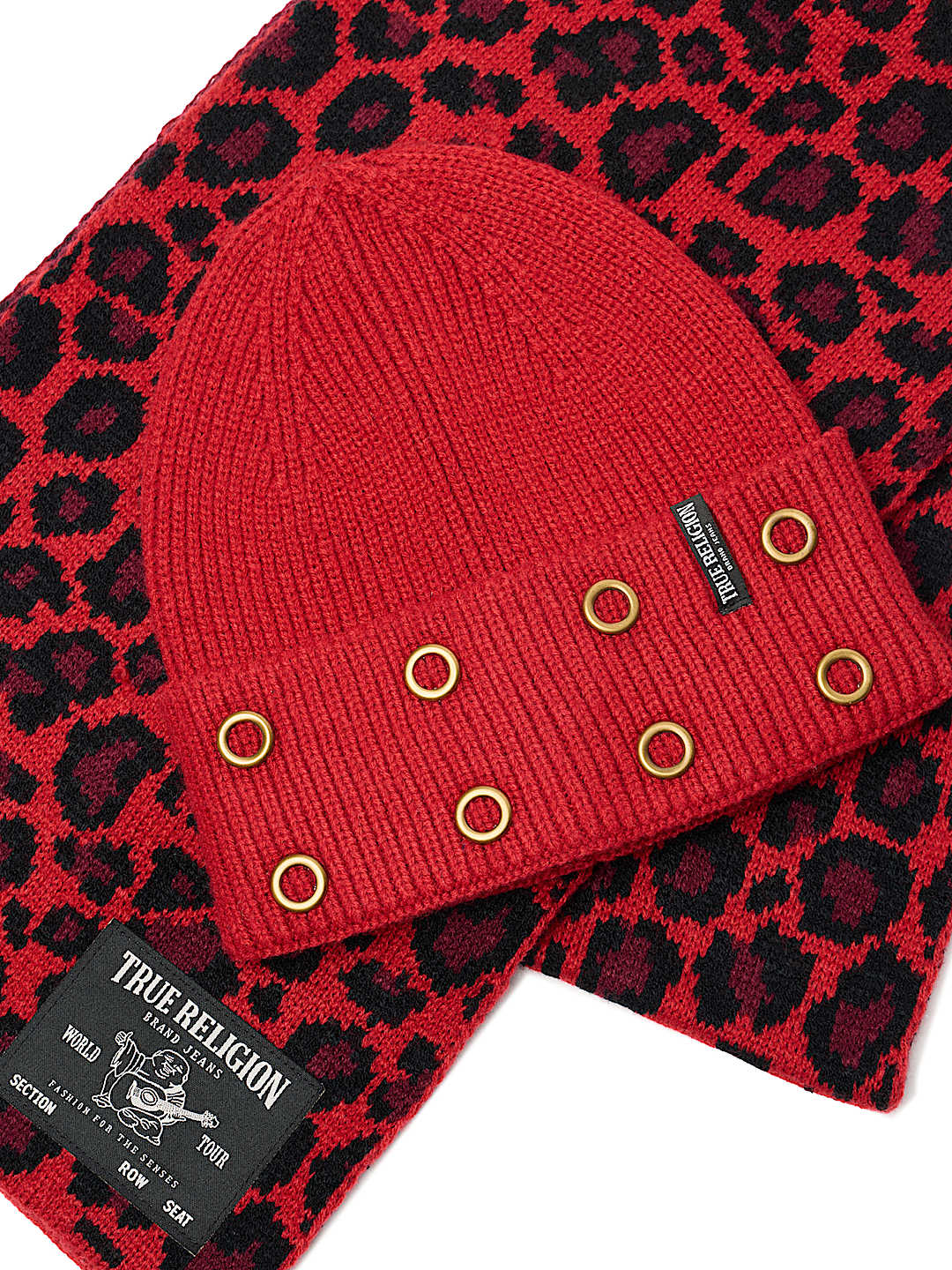 LEOPARD BEANIE AND SCARF SET