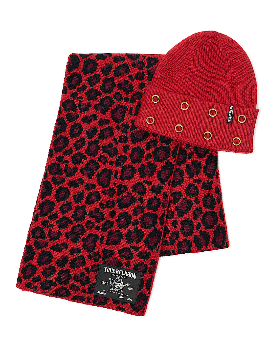 LEOPARD BEANIE AND SCARF SET