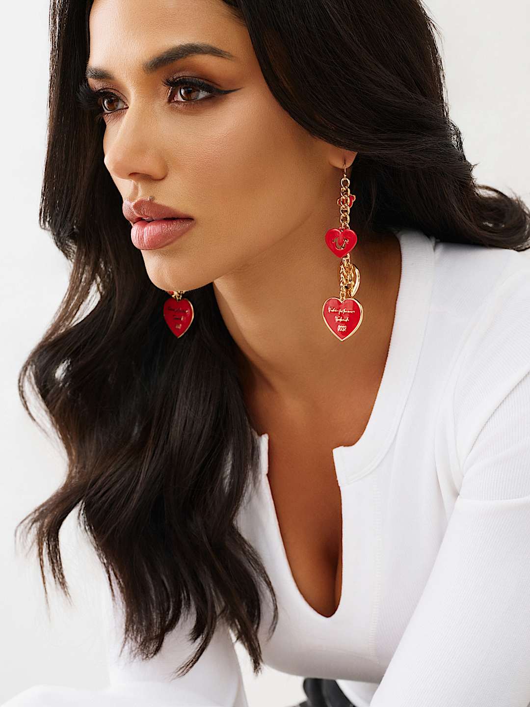 RED HEART HORSESHOE DROP EARRINGS, image 2