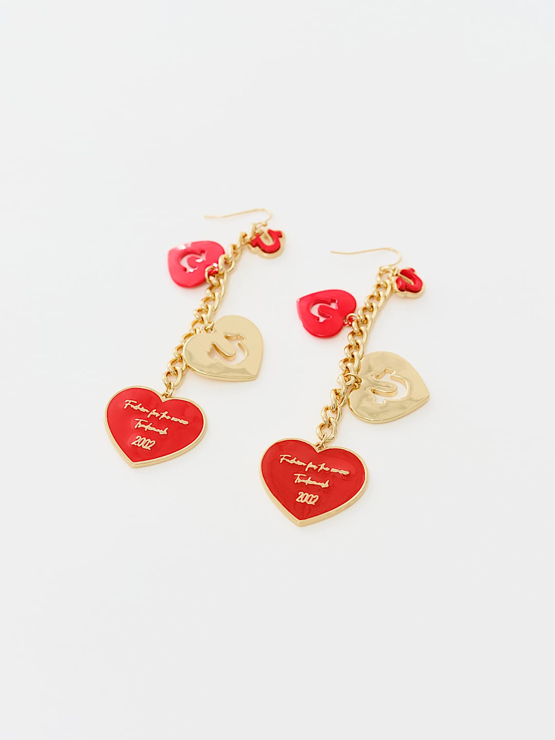 RED HEART HORSESHOE DROP EARRINGS, image 3