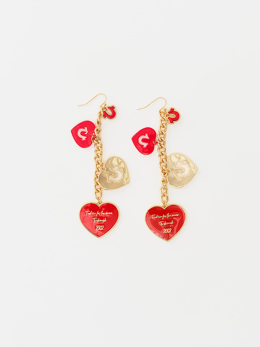 RED HEART HORSESHOE DROP EARRINGS, image 1