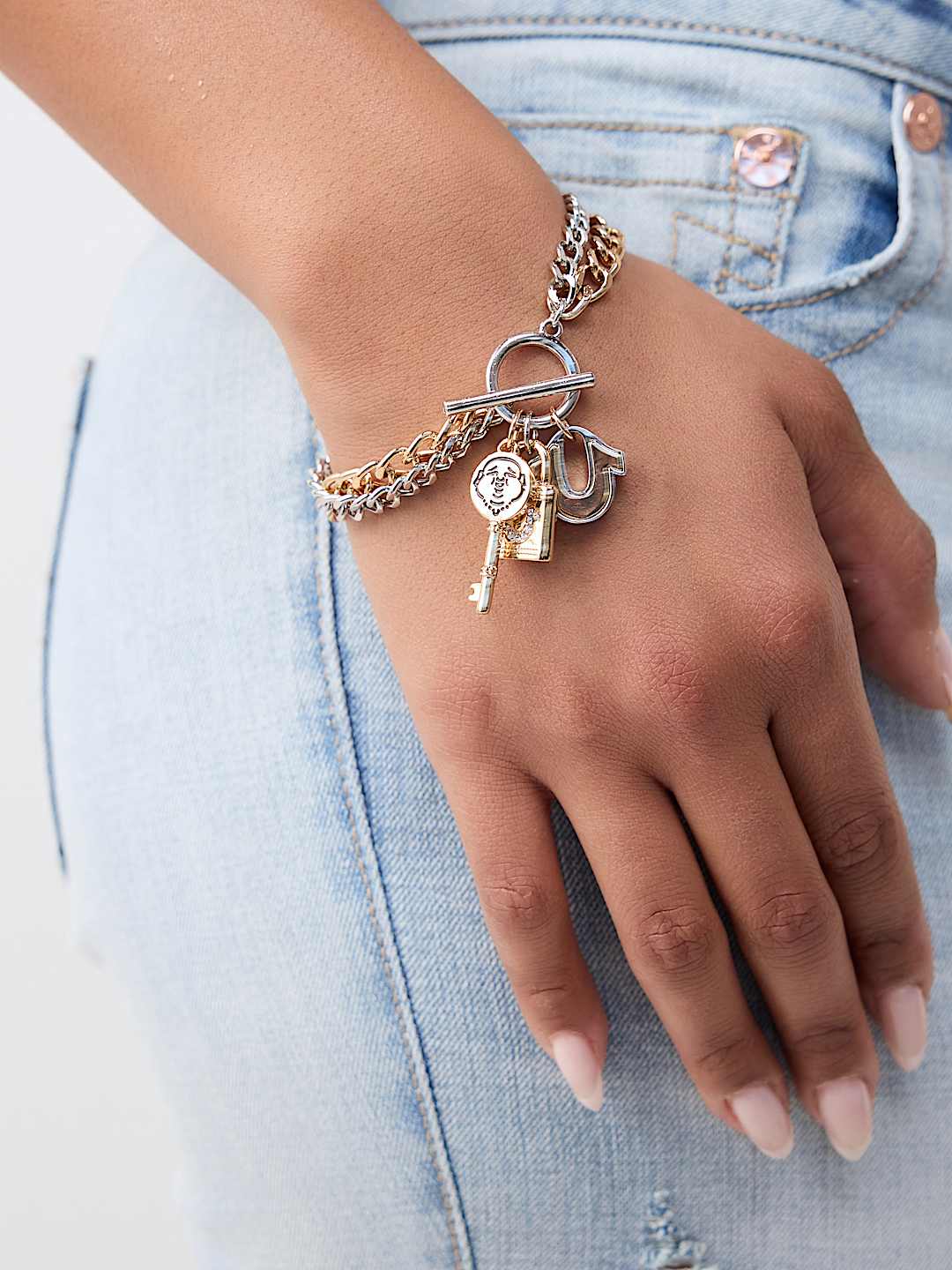 BRAZALETE CON DIJE DE LLAVE Y BUDDHA, image 2