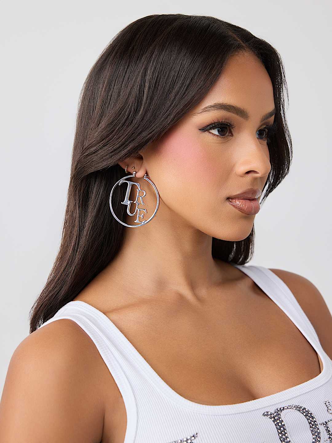 LOGO SCRIPT HOOP EARRINGS, image 2