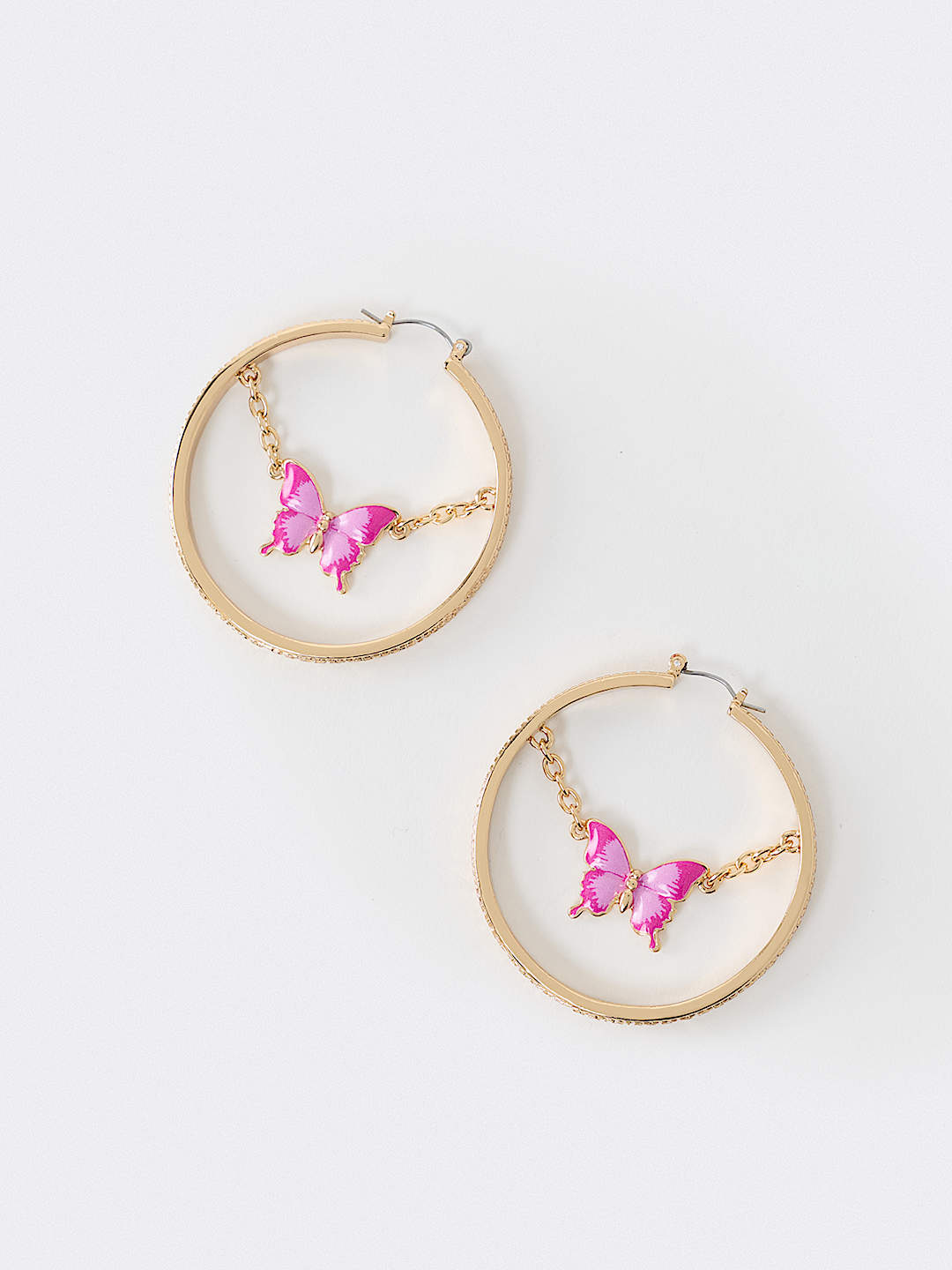 BUTTERFLY CHAIN HOOP EARRING