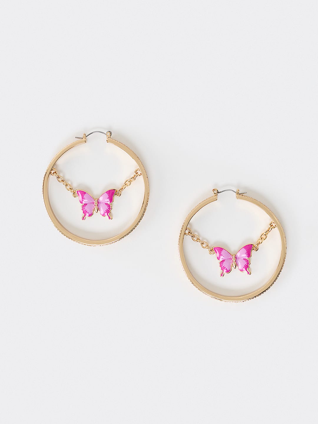 BUTTERFLY CHAIN HOOP EARRING
