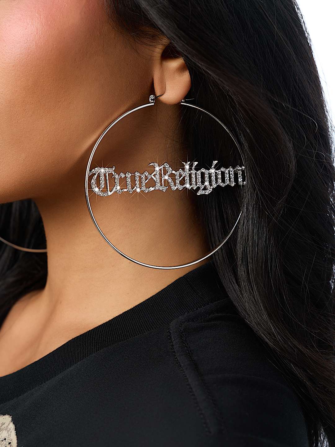 XL TRUE CRYSTAL HOOP EARRINGS