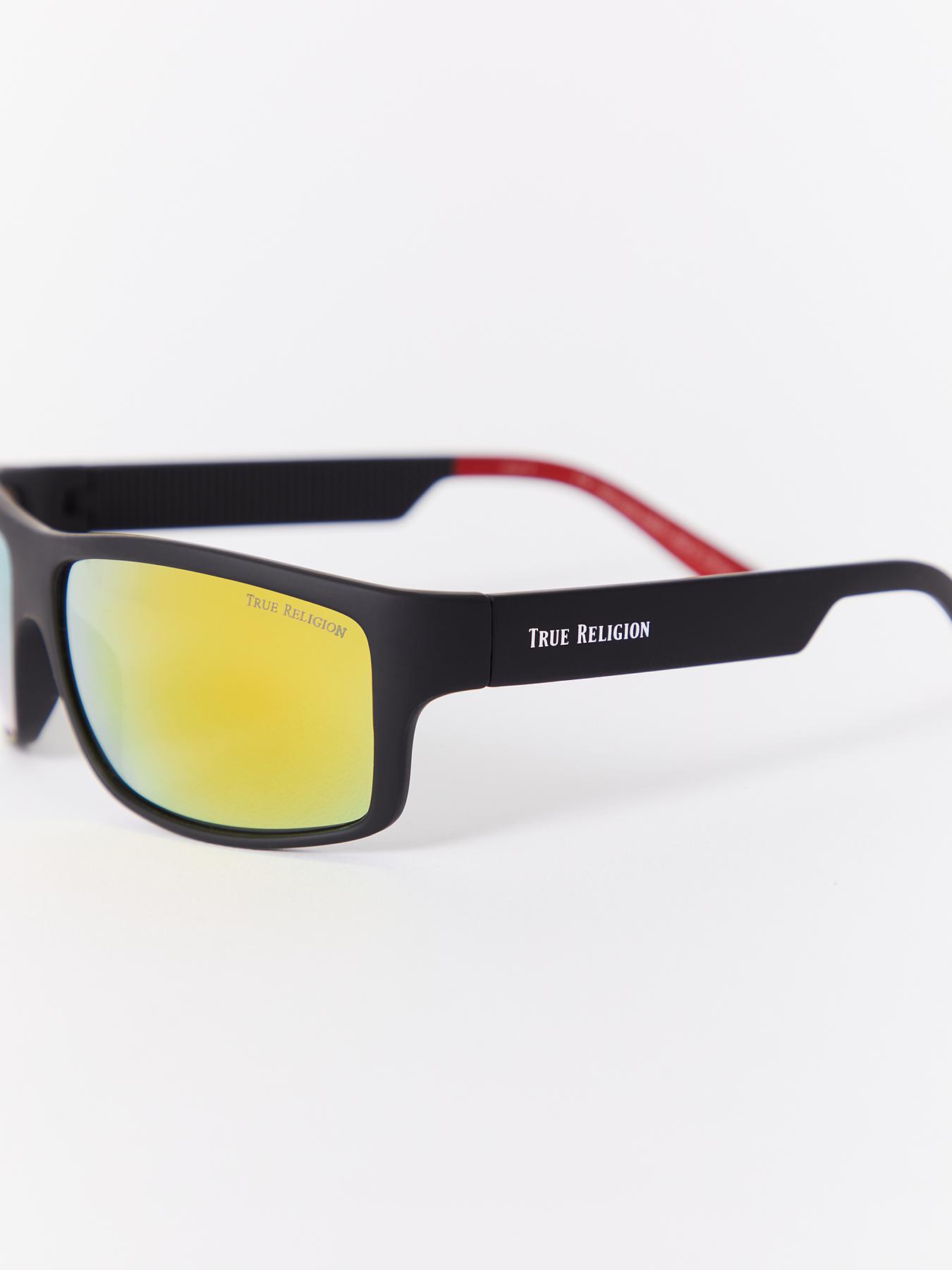 Mirrored Wrap Sunglasses | Black | True Religion