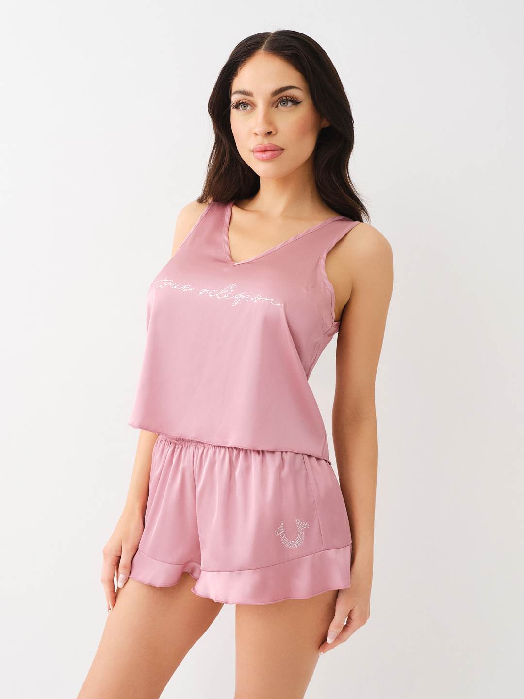 CRYSTAL SATIN TANK & SHORT PAJAMA SET , image 3