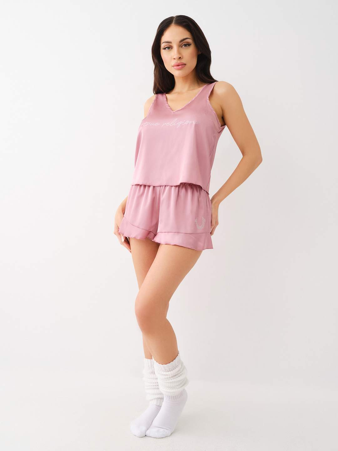 CRYSTAL SATIN TANK & SHORT PAJAMA SET , image 5