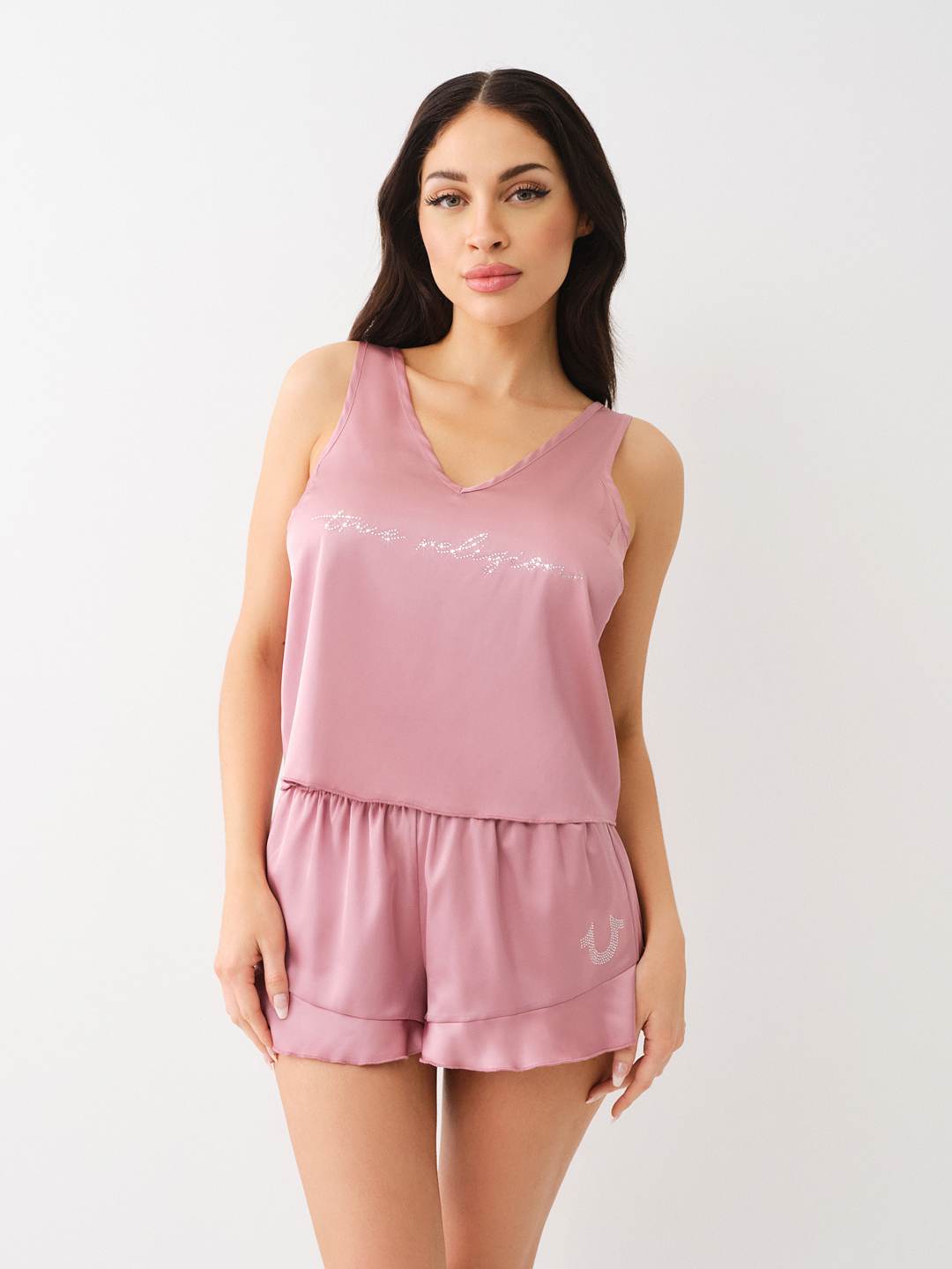 CRYSTAL SATIN TANK & SHORT PAJAMA SET , image 1