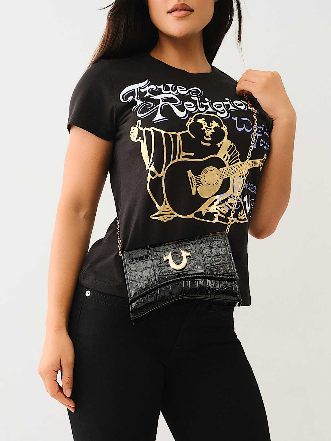 FAUX CROC LEATHER CHAIN BAG, image 3