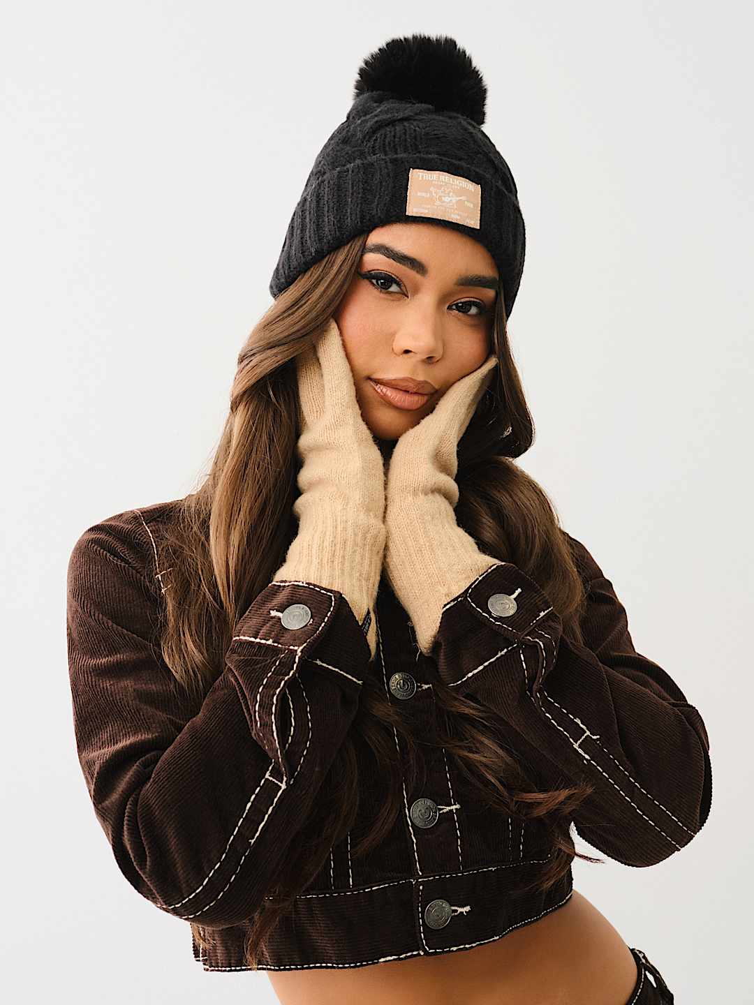 BUDDHA LOGO PATCH BEANIE & GLOVE SET, image 1