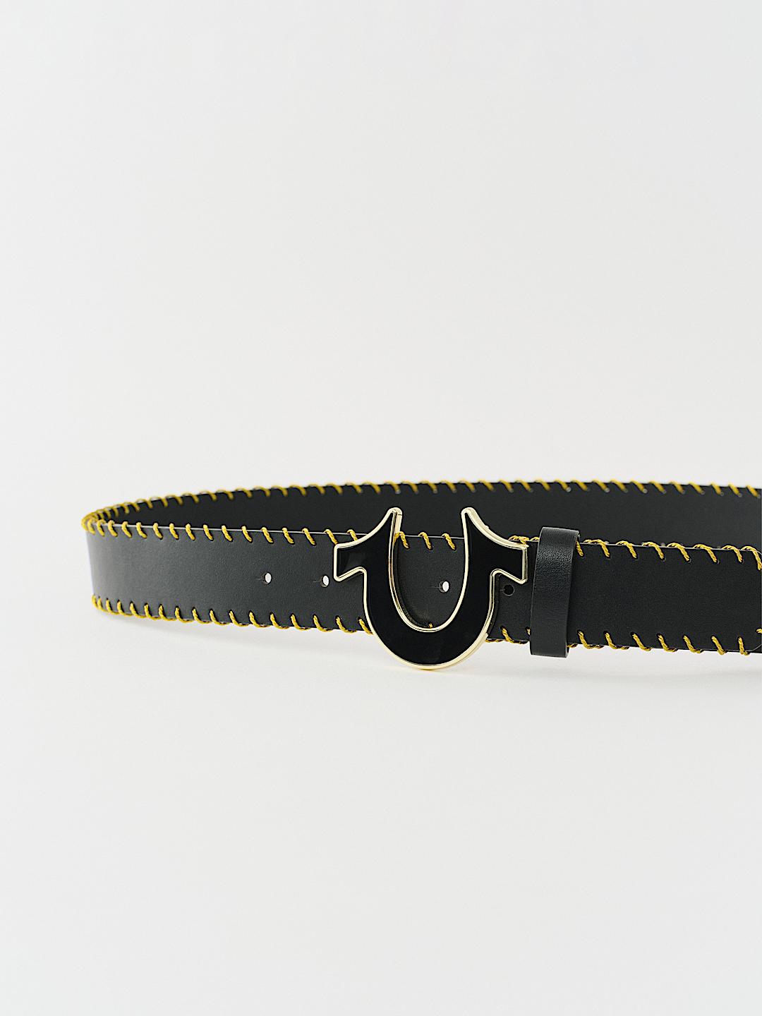 WHIP STITCH HORSESHOE BUCKLE BELT