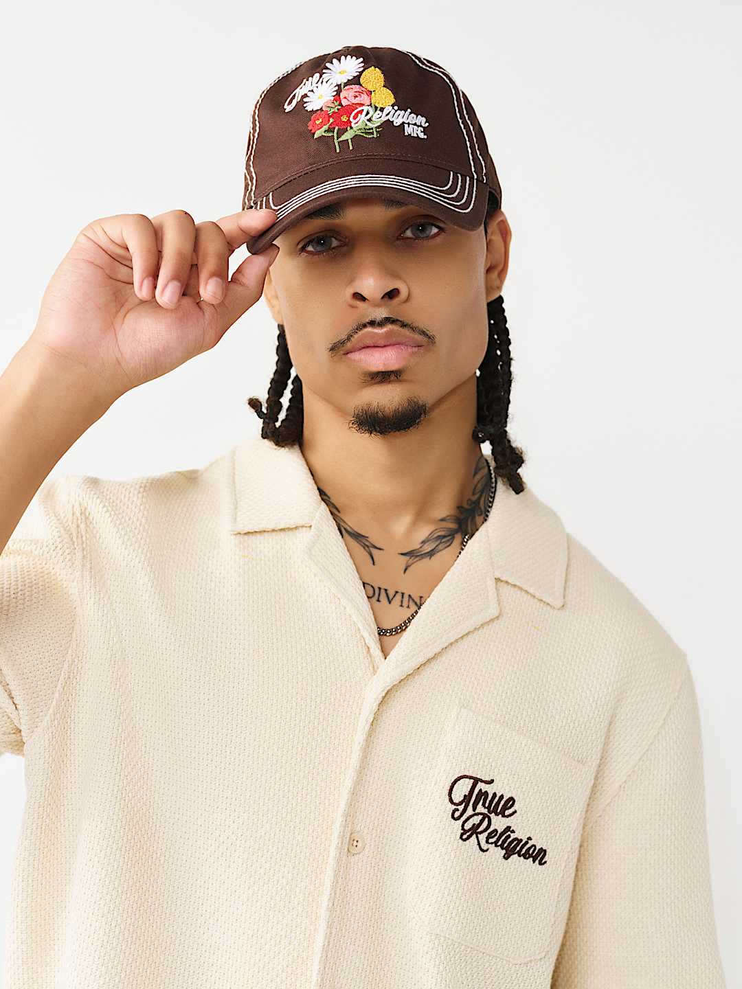 GORRA DE B&Eacute;ISBOL CON FLORES BORDADAS, image 2