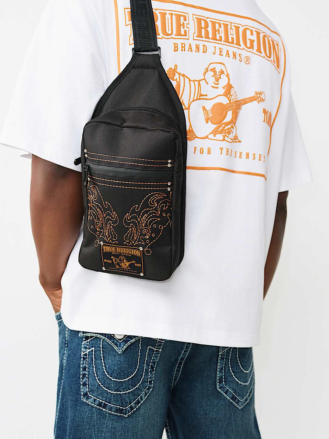 LOGO EMBROIDERED PATCH SLING BAG, image 1