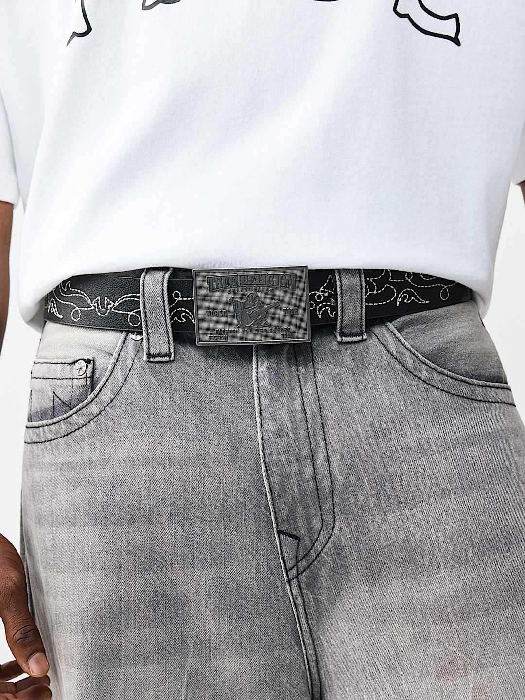 HORSESHOE STITCH LOGO BUCKLE BELT, image 2