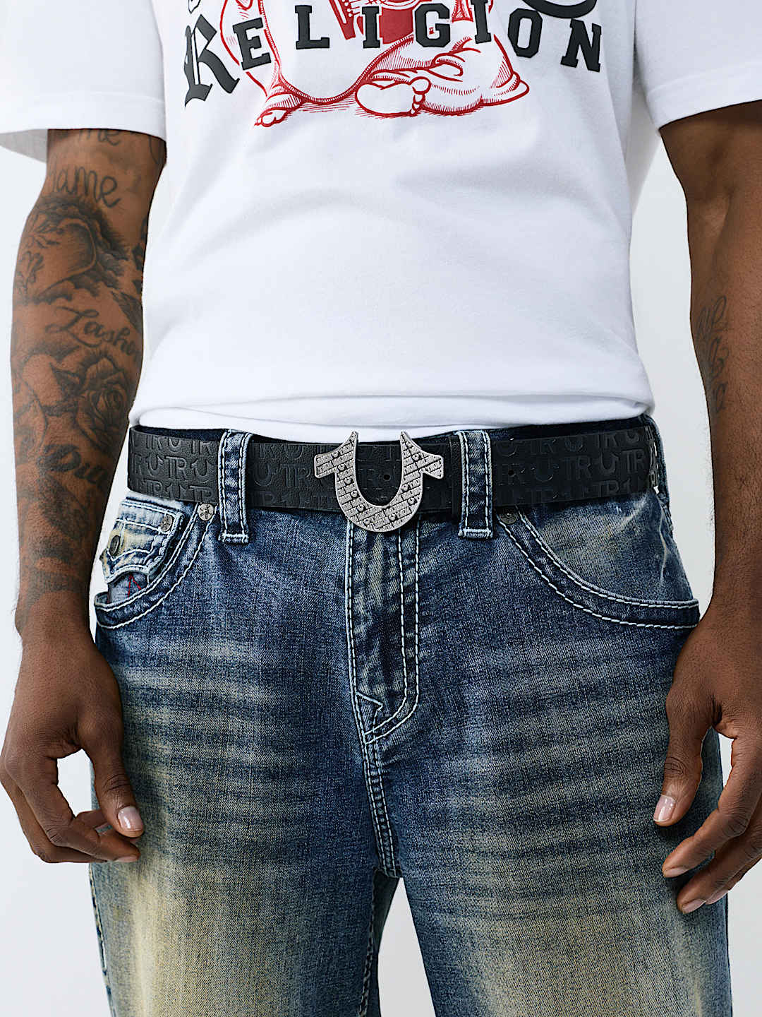 FILLED HORSESHOE BUCKLE BELT, image 1