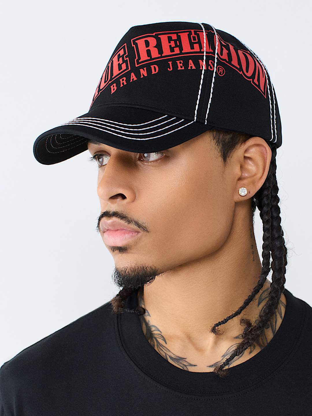 CONTRAST STITCH LOGO BASEBALL HAT