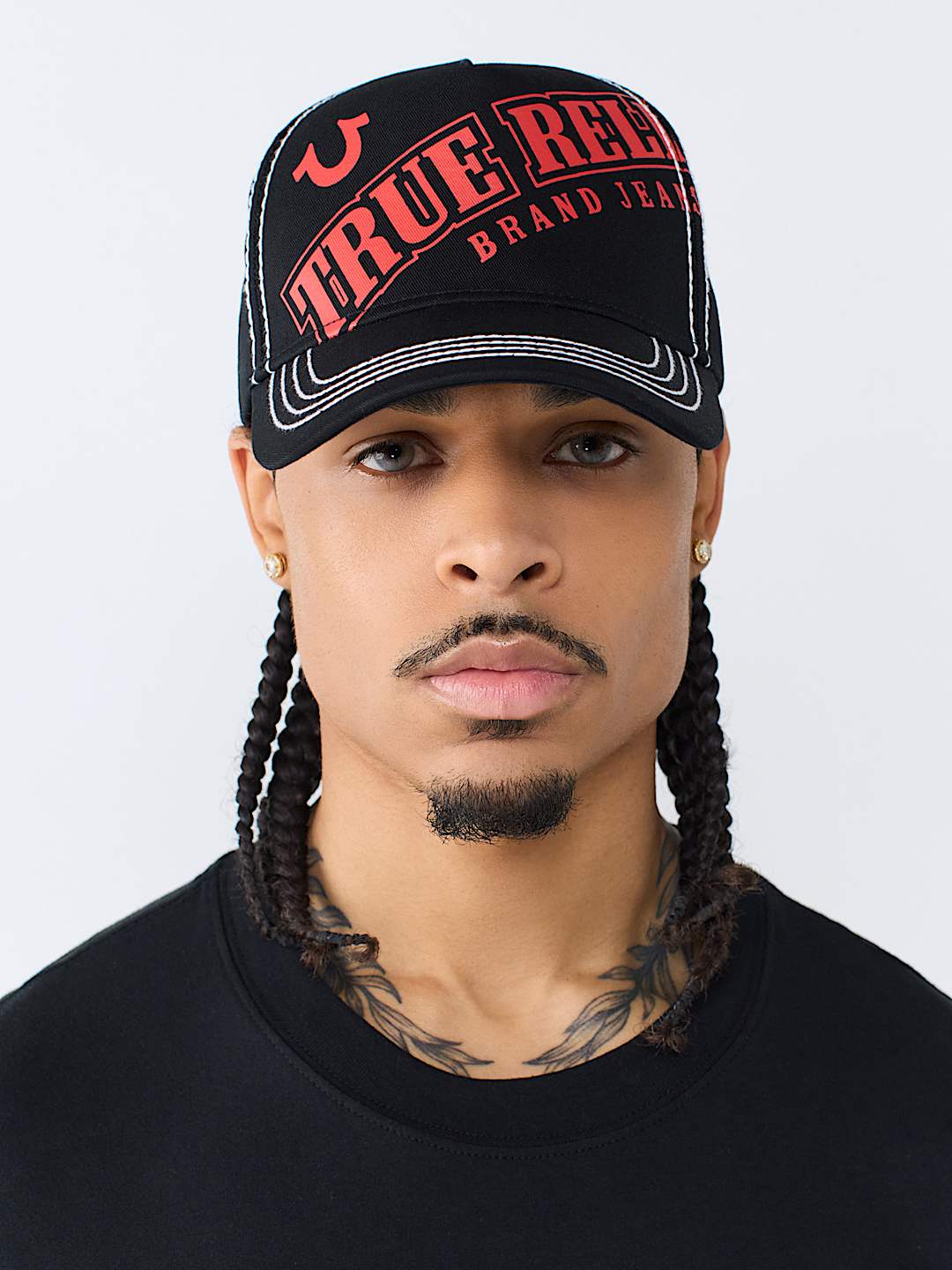 CONTRAST STITCH LOGO BASEBALL HAT