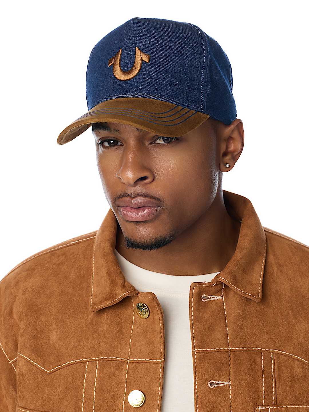 CONTRAST BRIM DENIM HORSESHOE HAT