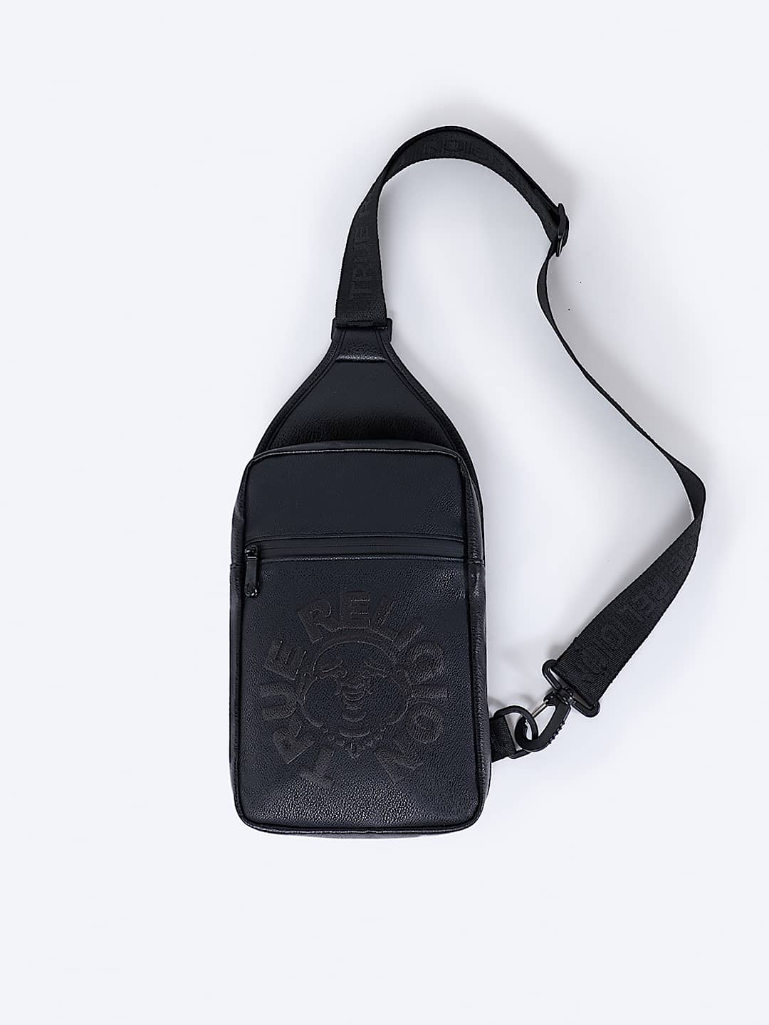 EMBOSSED FAUX LEATHER SLING BAG