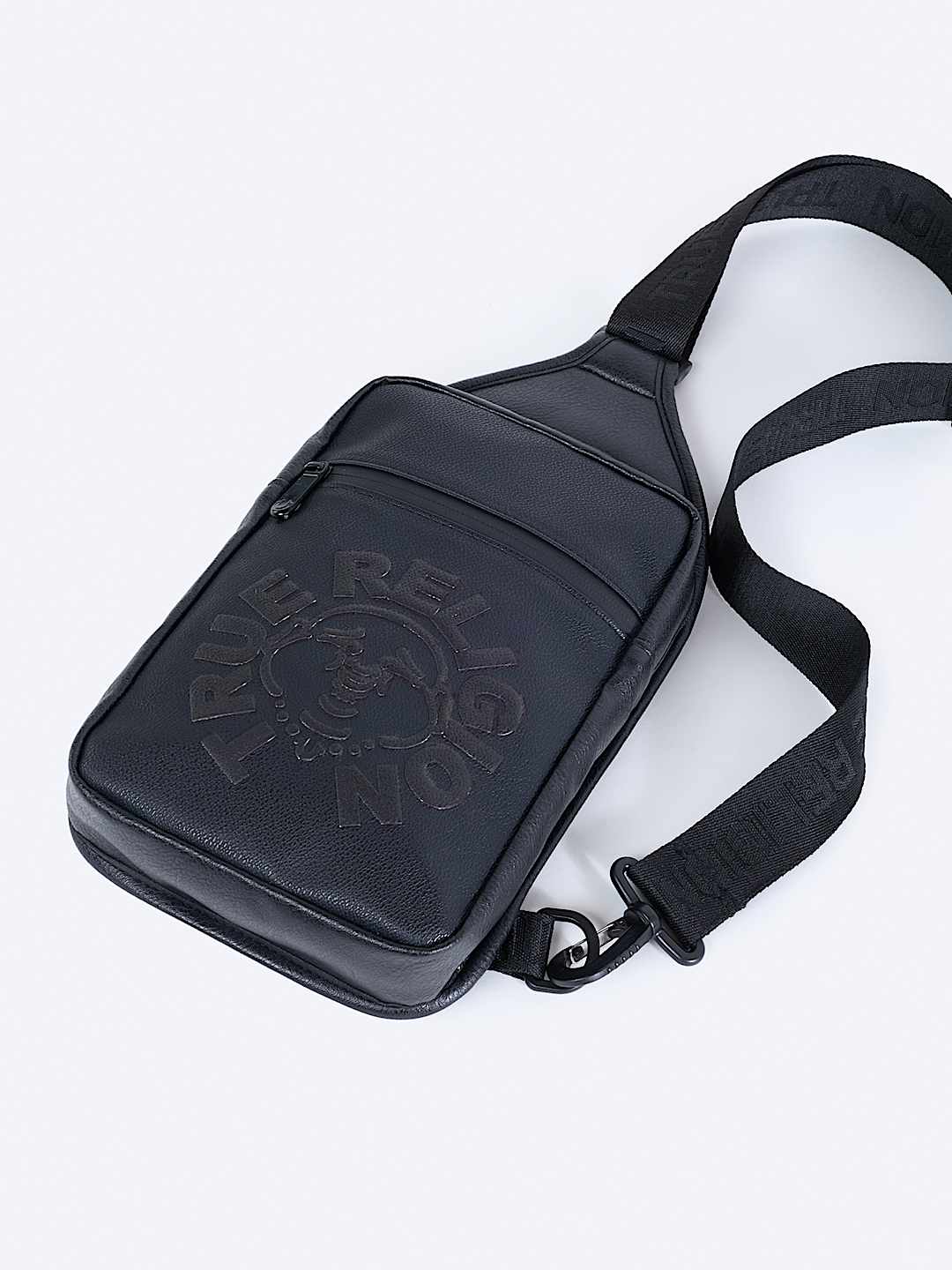 EMBOSSED FAUX LEATHER SLING BAG