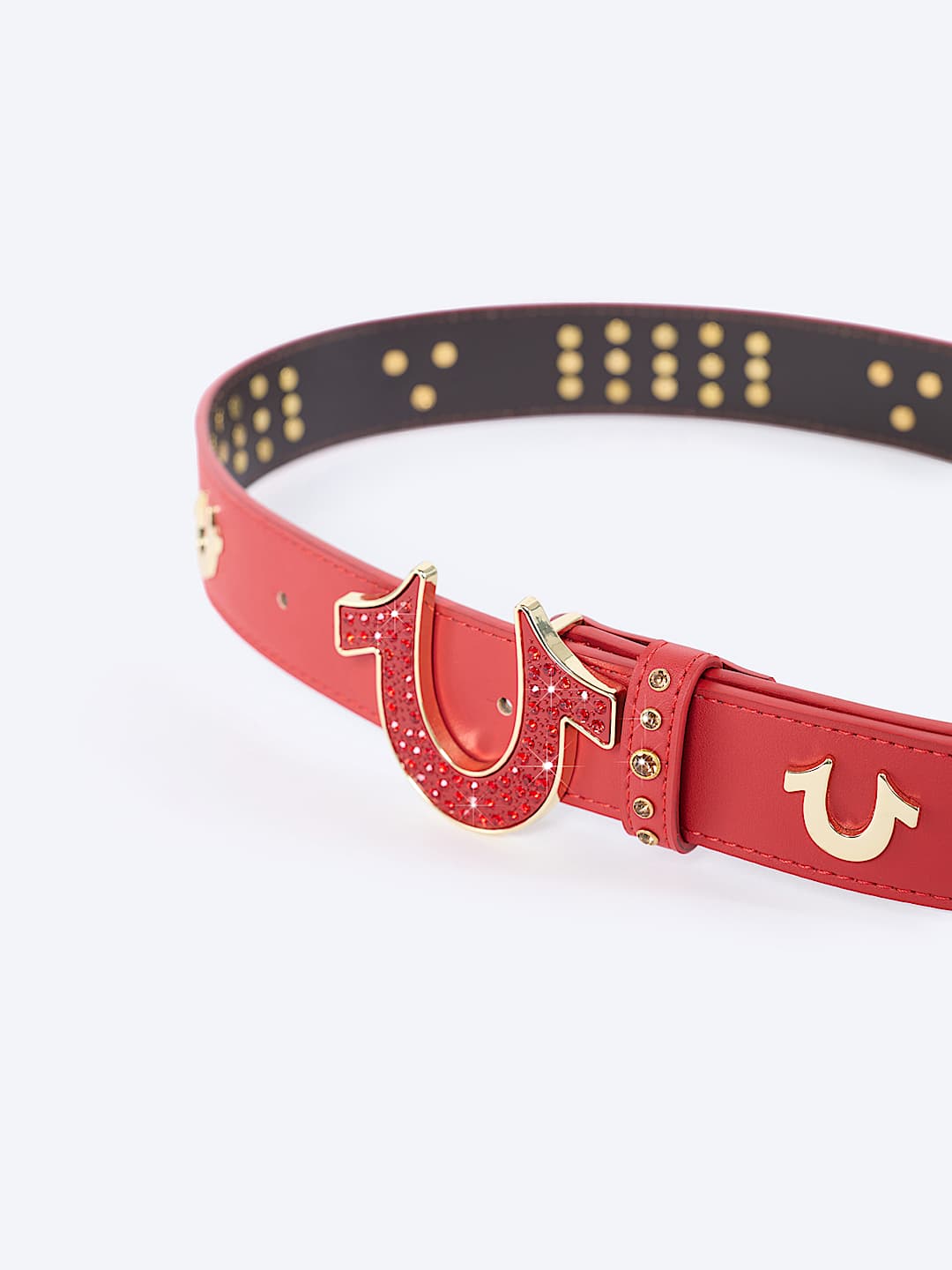 RED STUDDED HORSESHOE BELT
