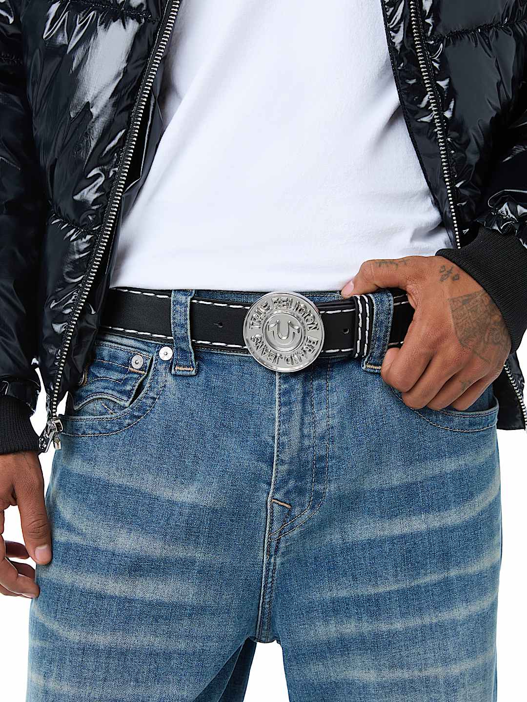 TRUE DENIM BUTTON BELT