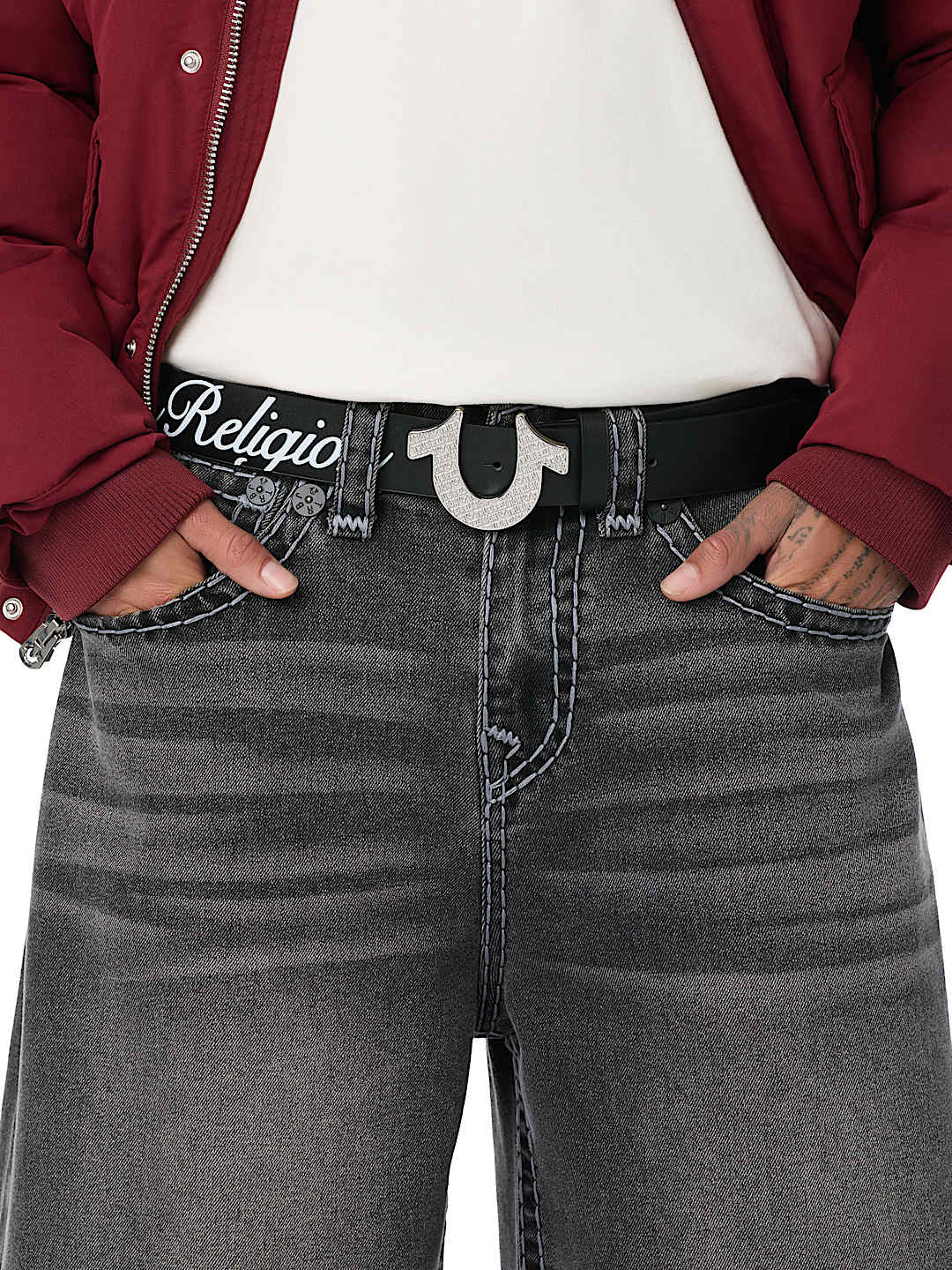 SCRIPT HORSESHOE BUCKLE BELT