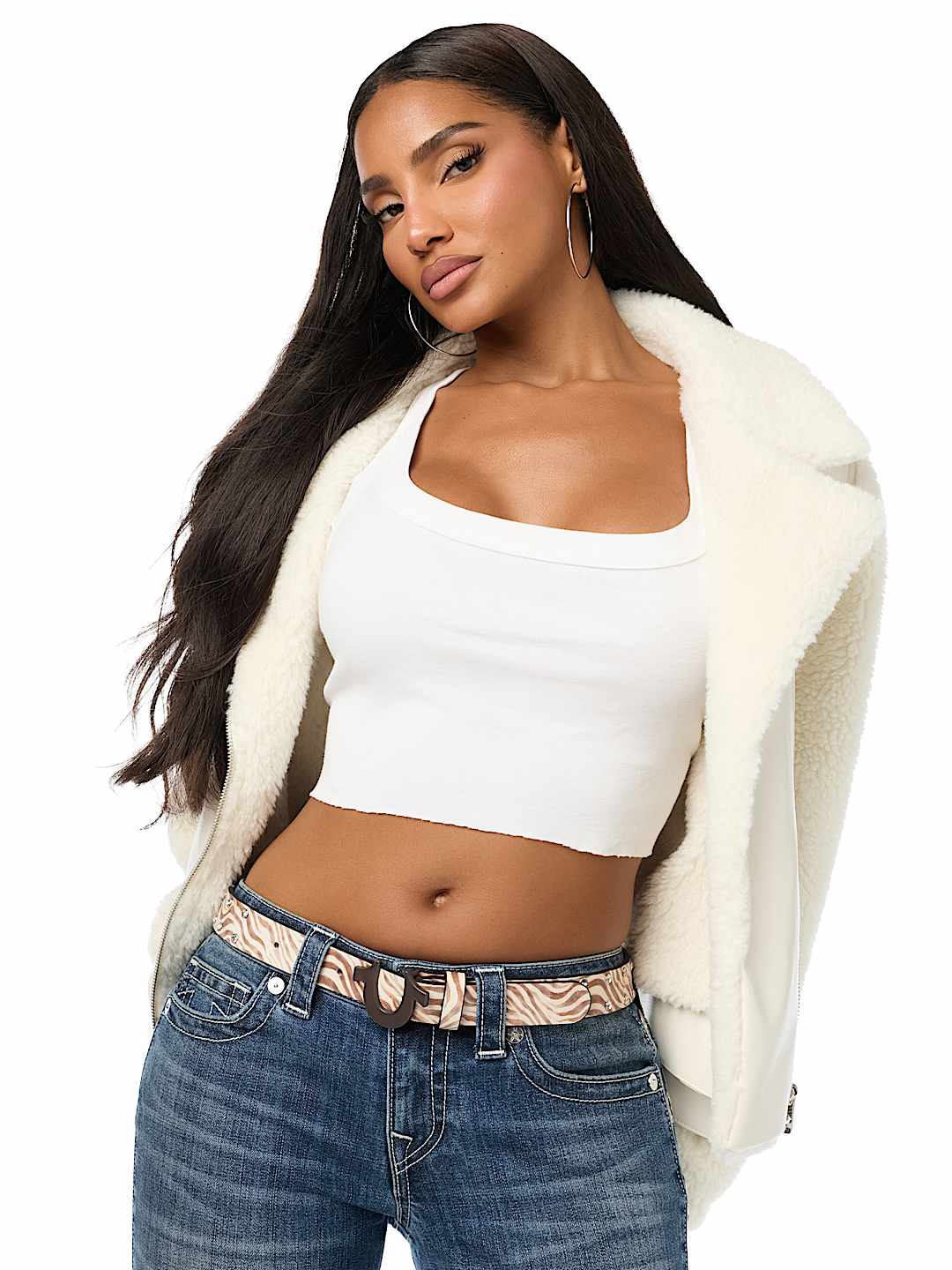 ZEBRA STUDDED HORSESHOE BELT