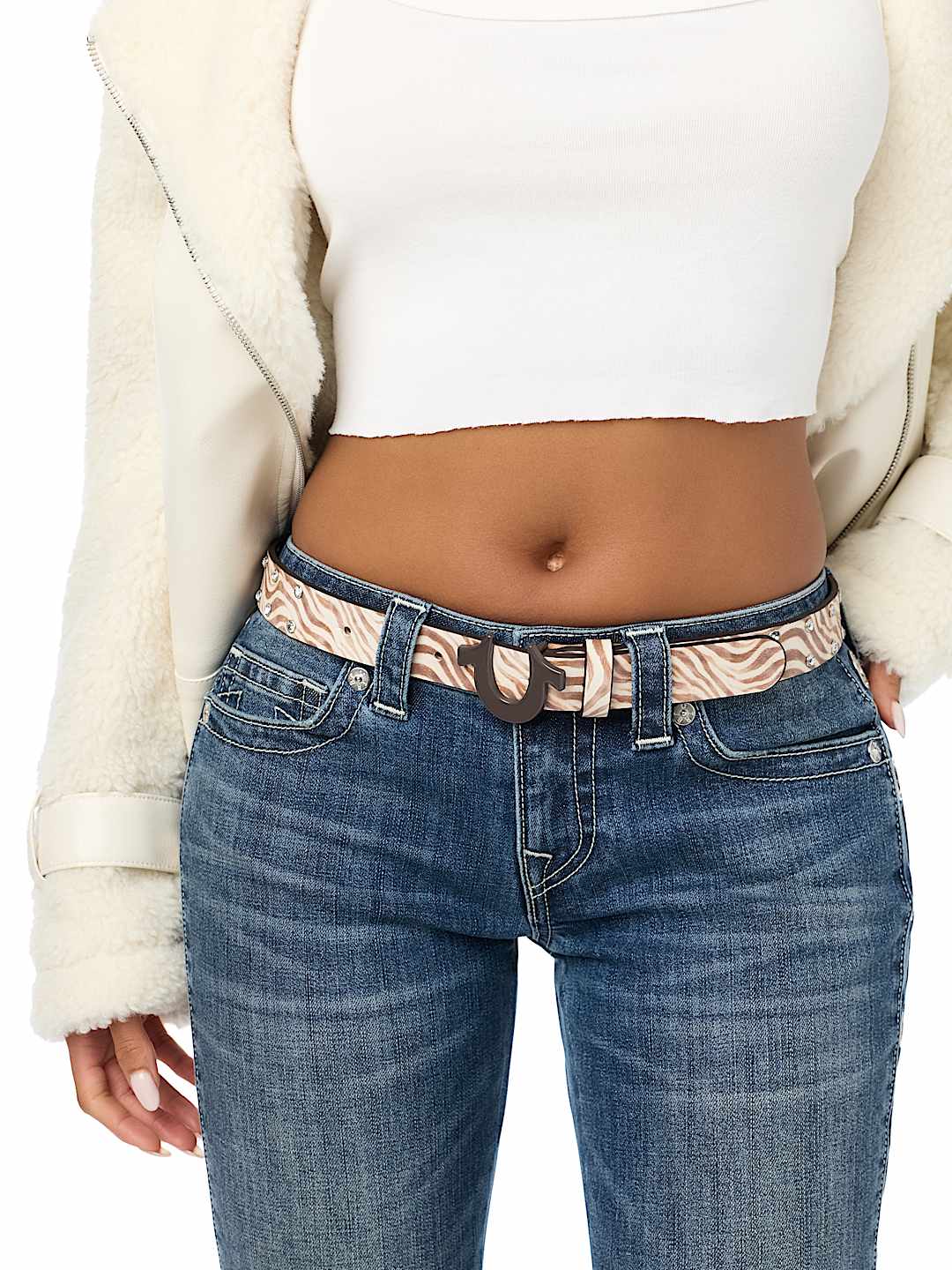 ZEBRA STUDDED HORSESHOE BELT