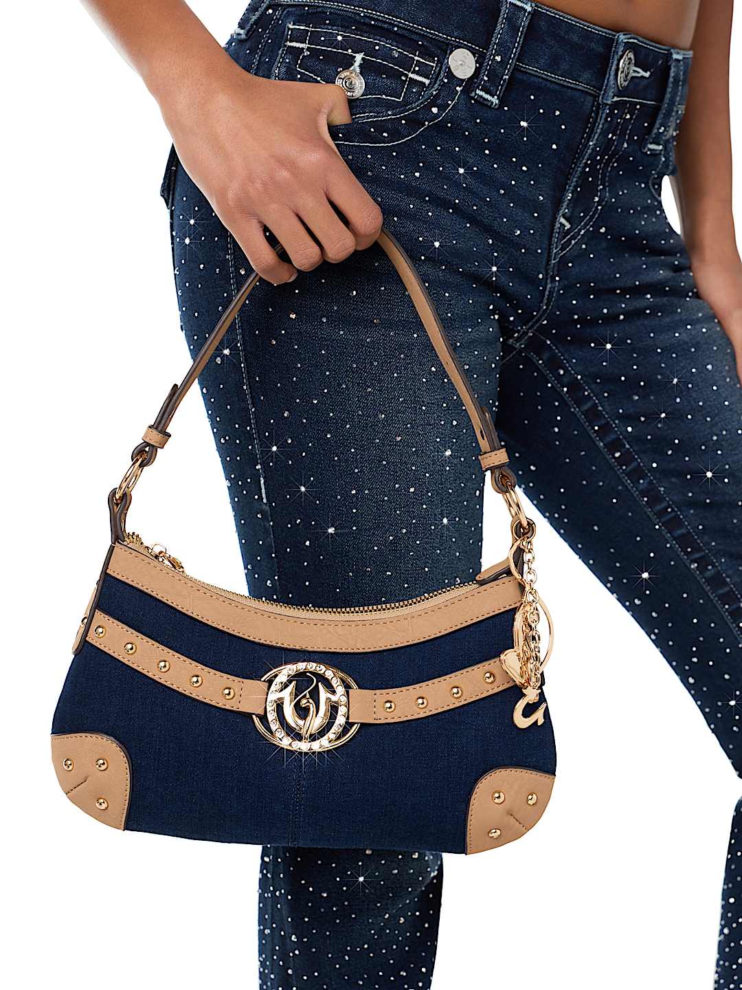 TRUE RELIGION X BABY PHAT DENIM CHARM BAG