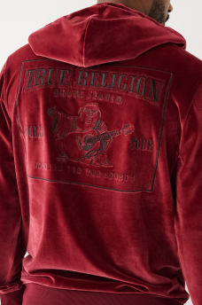 VELOUR BIG T ZIP HOODIE