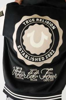 HOODED VARSITY JACKET