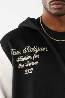HOODED VARSITY JACKET