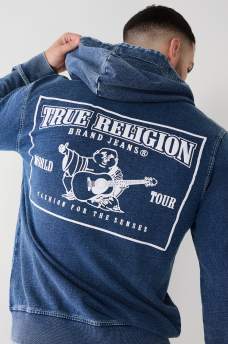 INDIGO BIG T ZIP HOODIE