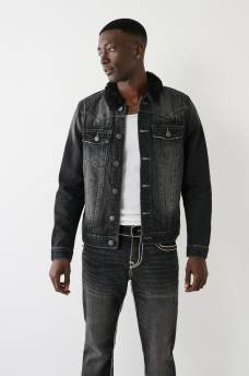 FAUX SHEARLING JIMMY DENIM JACKET