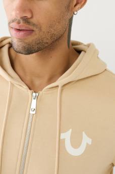 EMBOSSED BUDDHA LOGO FLEECE ZIP HOODIE, image 2