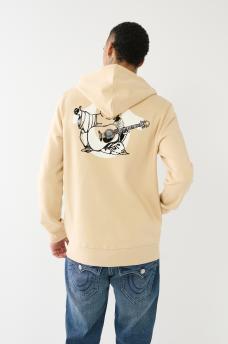 EMBOSSED BUDDHA LOGO FLEECE ZIP HOODIE, image 3