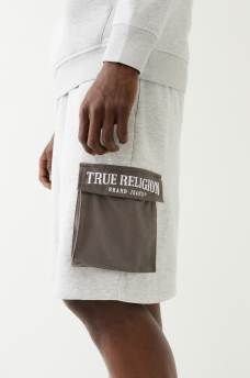 EMBROIDERED LOGO CARGO SWEAT SHORT