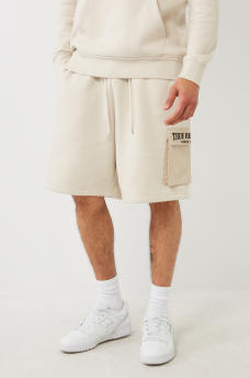 EMBROIDERED LOGO CARGO SWEAT SHORT