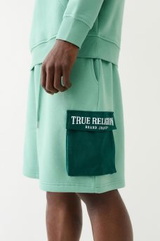 EMBROIDERED LOGO CARGO SWEAT SHORT