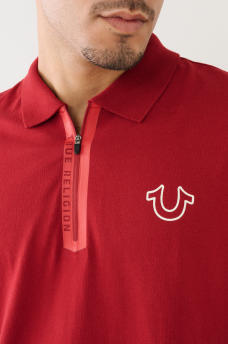 TR TAPE LOGO ZIPPER POLO SHIRT
