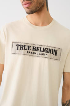 FRAYED LOGO APPLIQUE TEE