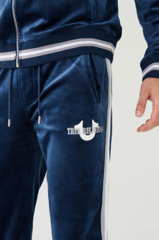 VELOUR TR LOGO VARSITY STRIPE TRACK PANT