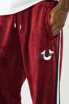 VELOUR TR LOGO VARSITY STRIPE TRACK PANT